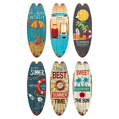 #ad Beach Ocean Theme Fun Surfboard Wooden Plaque Wall Hanging Beach Decor $12.99