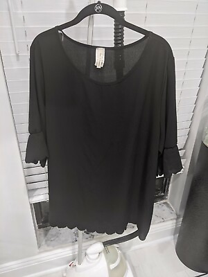 Now n Forever Plus Size Black ruffle sleeve Blouse Sz 3X $23.95