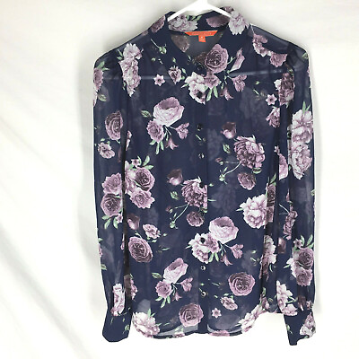 MODCLOTH Floral Sheer Women#x27;s Button Up Blouse Size Small NEW $12.71