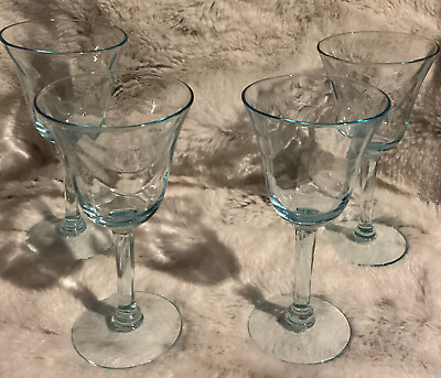 #ad Vintage ￼4 Cordial Glasses Icy Aqua Blue Cocktail barware 5” Tall $30.00