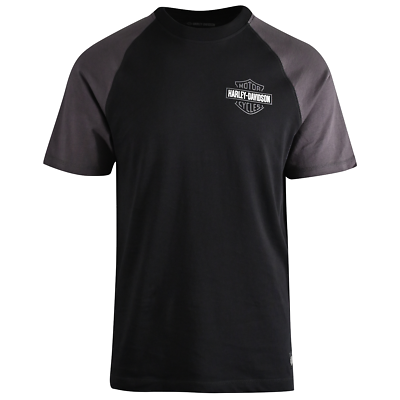 Harley Davidson Men#x27;s T Shirt Black Beauty Bar Shield Raglan Short Sleeve S59 C $37.80