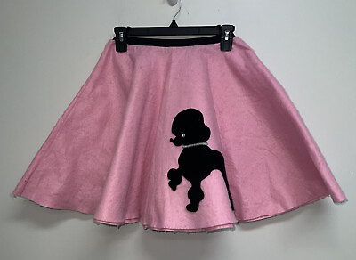 #ad 50s Sock Hop Poodle Skirt Girls One Size Pink Felt Halloween Costume Grease $14.99
