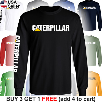 Caterpillar Long T Shirt CAT Logo Tractor Equipment Bulldozer Men Construction $22.01