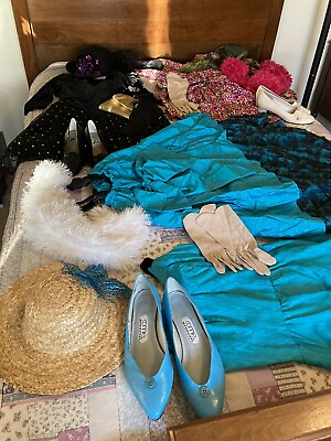 #ad Dress Up Clothes 4 Sets Shoes Hats Jewelry Gloves Dresses Girls Adj Size Ages5 7 $25.00
