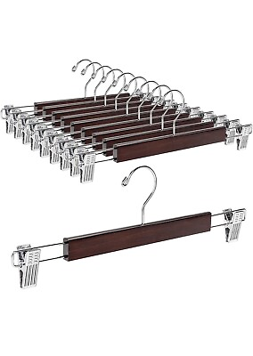 #ad Amber Home 14.17quot; Solid Walnut Wooden Pant Skirt Hangers 10 Pack Bottom Hangers $19.97