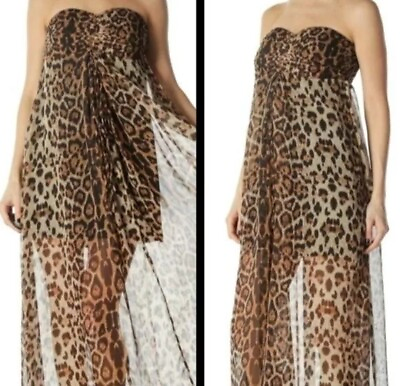 #ad Sans Souci Leopard Print Strapless Maxi Dress Small $18.80