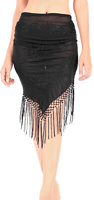 #ad LA LEELA Women#x27;s Swimsuit Cover Up Summer Beach Wrap Skirt 60quot;X37quot; Black Z131 $36.99