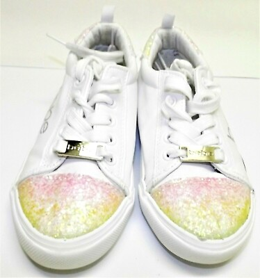 Bebe Girls white with sparkle cap toe lowcut lace ups $19.50