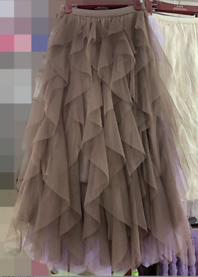 #ad Summer Women Tulle Skirt Elegant Elastic Waist Fairy Long A line Tutu Skirts $23.64
