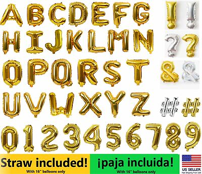 16” 40quot; inch Gold Letter Large Number Foil Balloon Mylar Party Birthday Wedding $4.95