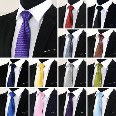 Men Fashion Solid Color Smooth Zipper Tie Wedding Party Formal Business Necktie $3.55
