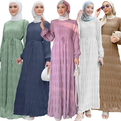 #ad Dubai Women Long Maxi Dress Abaya Muslim Robe Party Gown Islamic Robe Cocktail $38.85