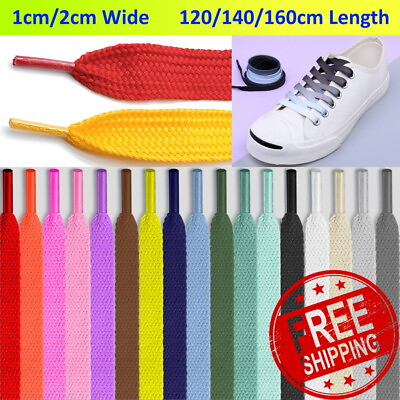 #ad #ad Fat Shoelaces Flat Wide 1cm 2cm 120 140 160cm Color Boot Shoe Laces Sneakers $4.79