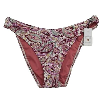 #ad Shade amp; Shore Bikini Bottom Purple Pink Paisley Low Coverage Cheeky Size XL $15.25