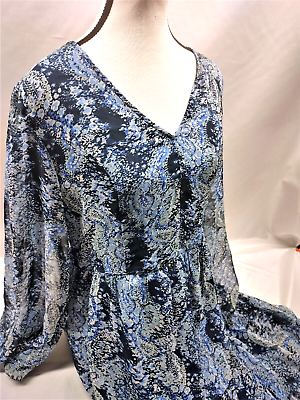 New Lightweight Lined Chiffon V Neck Maxi Dress Casual Blue Size: S $7.00