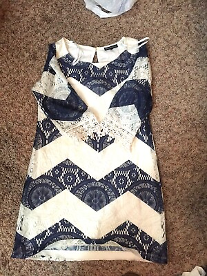 #ad Cute blue and cream dress $12.99