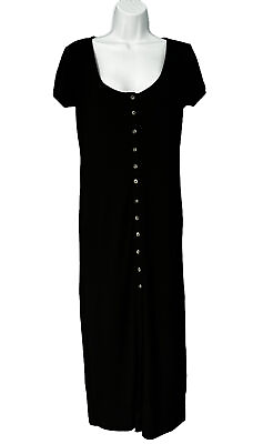 #ad Black Simple Casual Maxi Dress Round Neck Size Large Forever 21 Brand $7.99