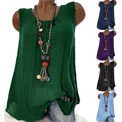 Plus Size Womens Sleeveless Vest T Shirt Tunic Tank Tops Loose Casual Tee Blouse $9.49