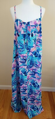 #ad Swimsuits For All Plus Size Full Length Pool Beach Coverup 22 24 Blue Pink NWT $42.95