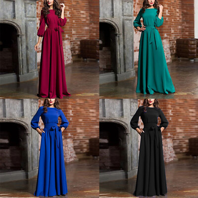#ad Womens Maxi Dress Long Sleeve Ladies Cocktail Party Evening Midi Dress Fashion $16.92
