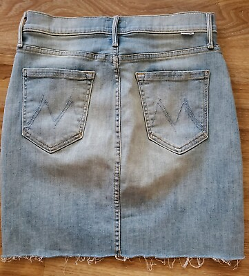 #ad MOTHER Womens Skirt The Sacred Mini Fray Skirt Size 26 Light Wash Stretch $44.99