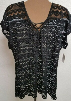 NWT Time and True Lace Cover Up M 8 10 Short Sleeve. Tassels. Scalloped Bottom. $6.68
