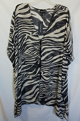 #ad Womens Swimsuit Cover Up Kimono Tan amp; Black Zebra Cover 2 Cover Size Large $12.99