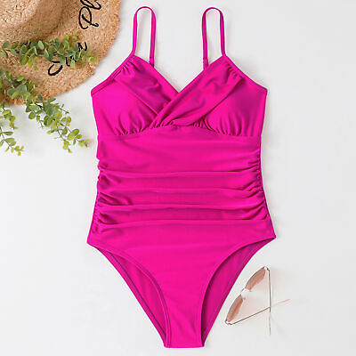 #ad Lady Bathing Suit Deep Neck Swimming Skinny Women Swimsuit Padded $14.56