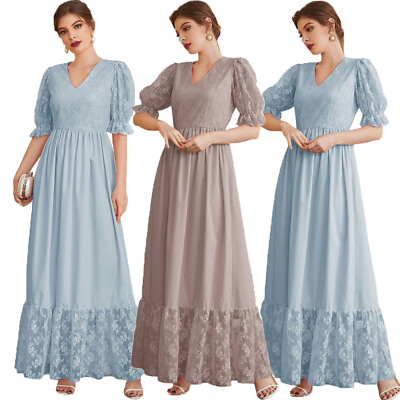 #ad Mesh Embroidery Abaya Muslim Women Long Maxi Dress Kaftan Evening Party Cocktail $29.04