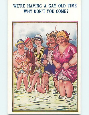 #ad Bamforth comic MEN AND WOMEN HAVING A GAY OLD TIME AT BEACH : clearance HL3171 C $2.75