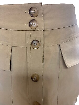 #ad Women#x27;s Career Skirt L Mustard Gold Button Front High Waisted Pockets $10.88