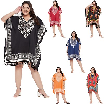 #ad Women Summer Lace Kaftan Tunic Plus Size Beach Cover Up Printed Blouse Top Girls $13.99