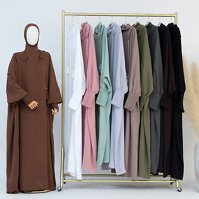 #ad Women Djellaba Abaya Muslim Hooded Long Dress Robe Long Sleeve Loose Kaftan $37.05