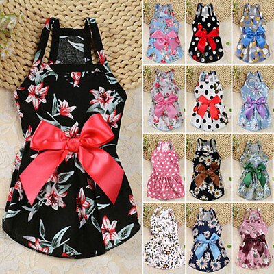 #ad Summer Cute Pet Dog Bow Skirts Puppy Flower Princess Dress Chihuahua Clothes . # $1.94