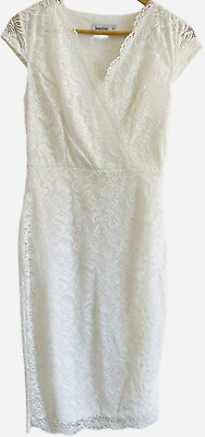 #ad JASAMBAC Party Dresses for Women Elegant Classy Cap Sleeve Wrap V Neck Lace Sz M $12.99