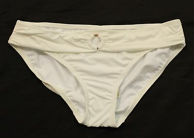 #ad Michael Kors Women#x27;s Logo Ring Full Coverage Bikini Bottoms AR8 White Medium NWT $21.24