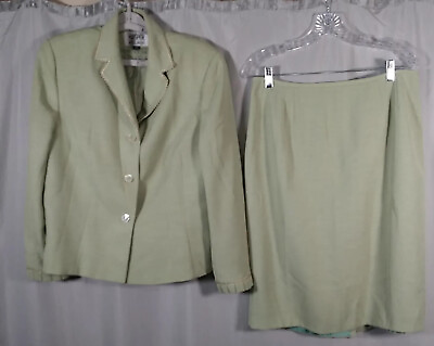 #ad Kasper Suit Jacket amp; Skirt Long Sleeve Button Up Collared Pleated $24.99