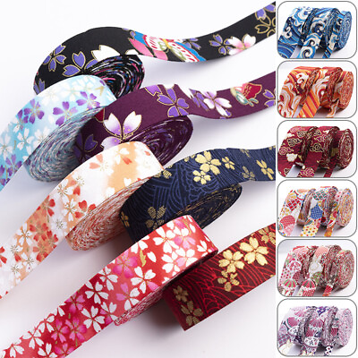 10yards 1 2.5 4cm Japanese Floral Sakura Print Ribbon Trim F DIY Kimono Band Bow $13.29