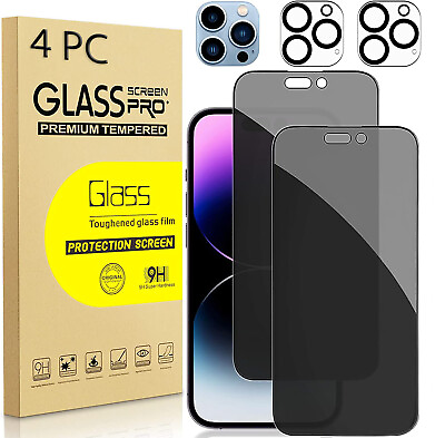 For iPhone 15 14 13 12 11 Pro Max Privacy Tempered Glass Screen Camera Protector $5.98