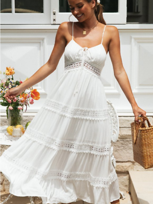 #ad Long Summer Dress Women Backless Chic Elegant Beach Maxi Dresses Female $41.46