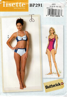 #ad Butterick BP291 Tie Detail Bikini amp; One Piece Swimsuit Sz 4 12 UNCUT B6358 $10.95
