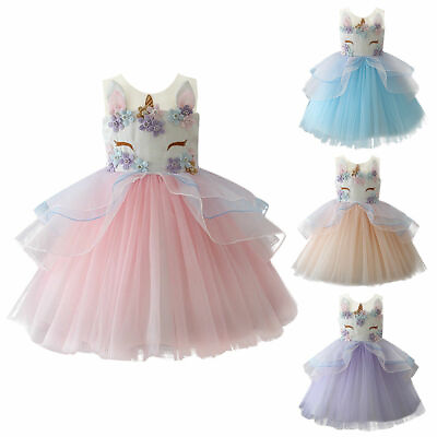 #ad Girls Princess Unicorn Tutu Dress Baby Kid Wedding Party Birthday Dresses 2 to13 $8.99
