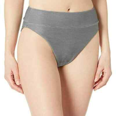 #ad RVCA Salt Wash Gray High Rise Cheeky Bikini Bottoms Size Medium $20.00