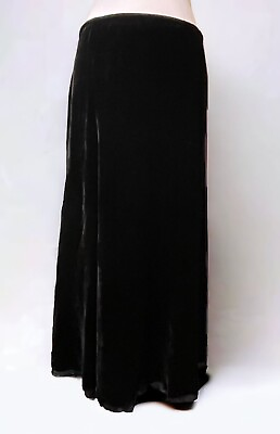 Eileen Fisher Velvet Skirt Long Black Raw Edge Womens X Small Holiday Classic $39.99