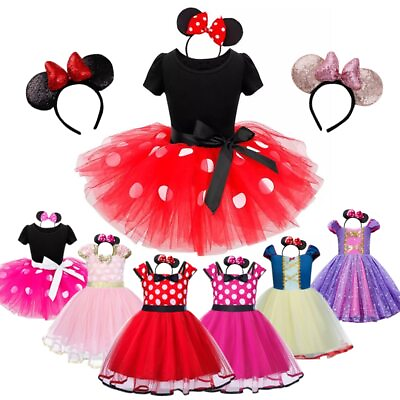 #ad Girls Cosplay Costume Kids Polka Dot Dress Princess Dress Up Party Clothing $16.19