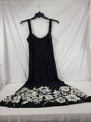 #ad Women#x27;s KSL Maxi Dress Size 16W Black With White Flowers $29.99