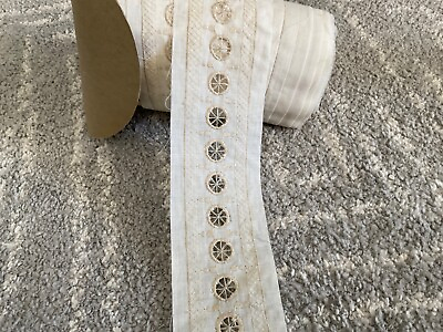 #ad #ad Vtg Ivory Cream Eyelet Lace Trim Wide Cotton bty $3.00