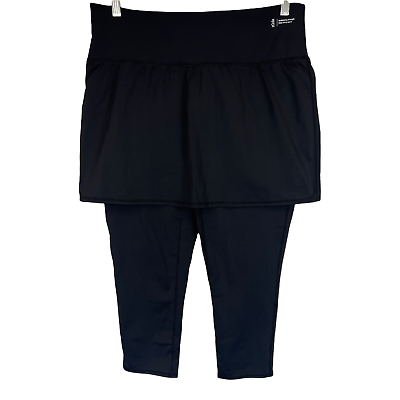 zuda Women#x27;s Regular Z Move Cropped Skirted Leggings Pant Solid Black 1X Size $18.00