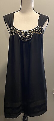 #ad CLEARANCE Black Sleeveless Dress with Adornments $10.40