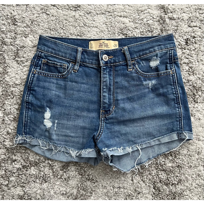 Hollister Womens Short Short Cut Off Shorts Blue Distressed Frayed Juniors 3 $6.17